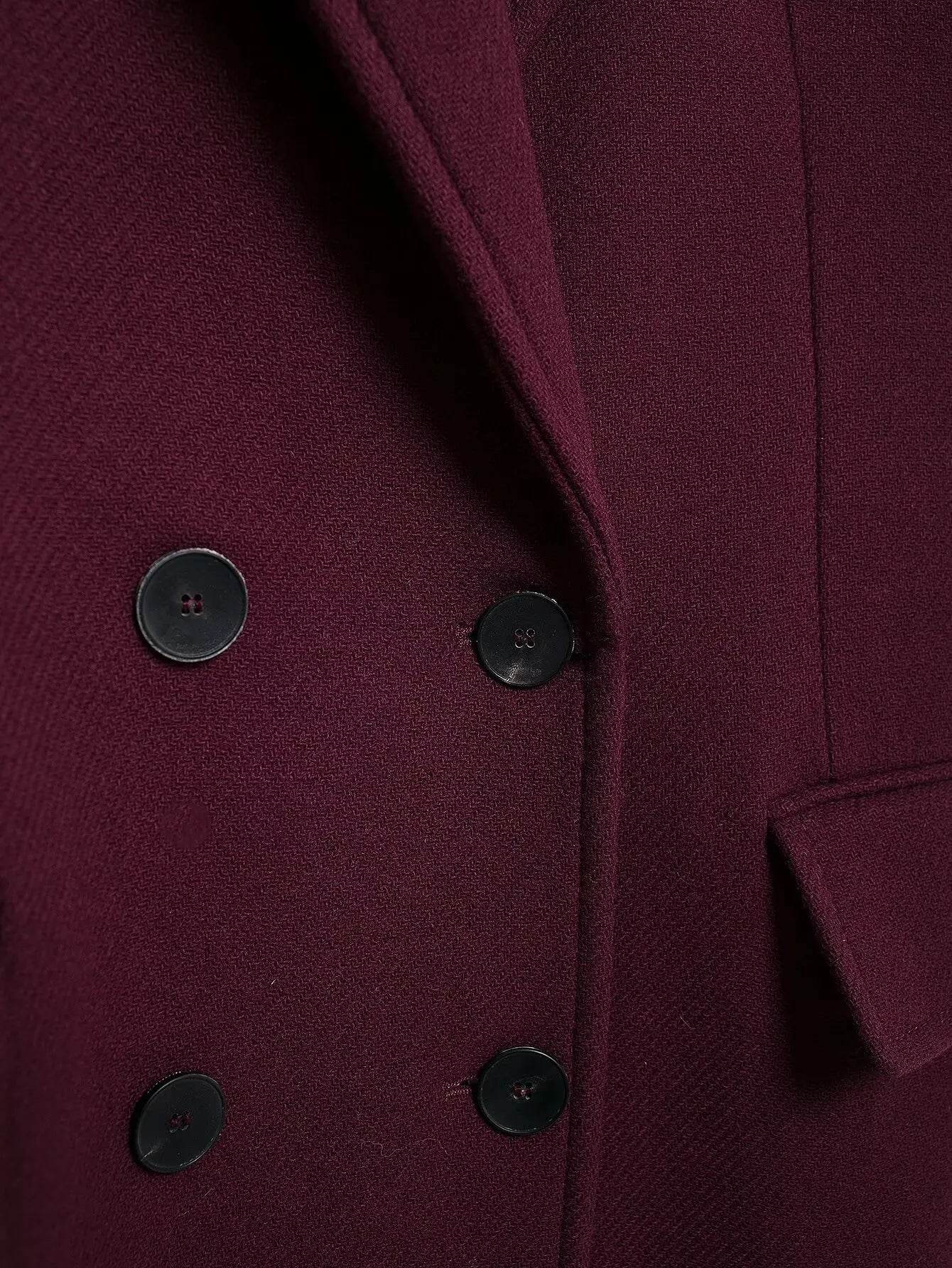 Burgundy Wool Blend Coat - P12 Hub Europe