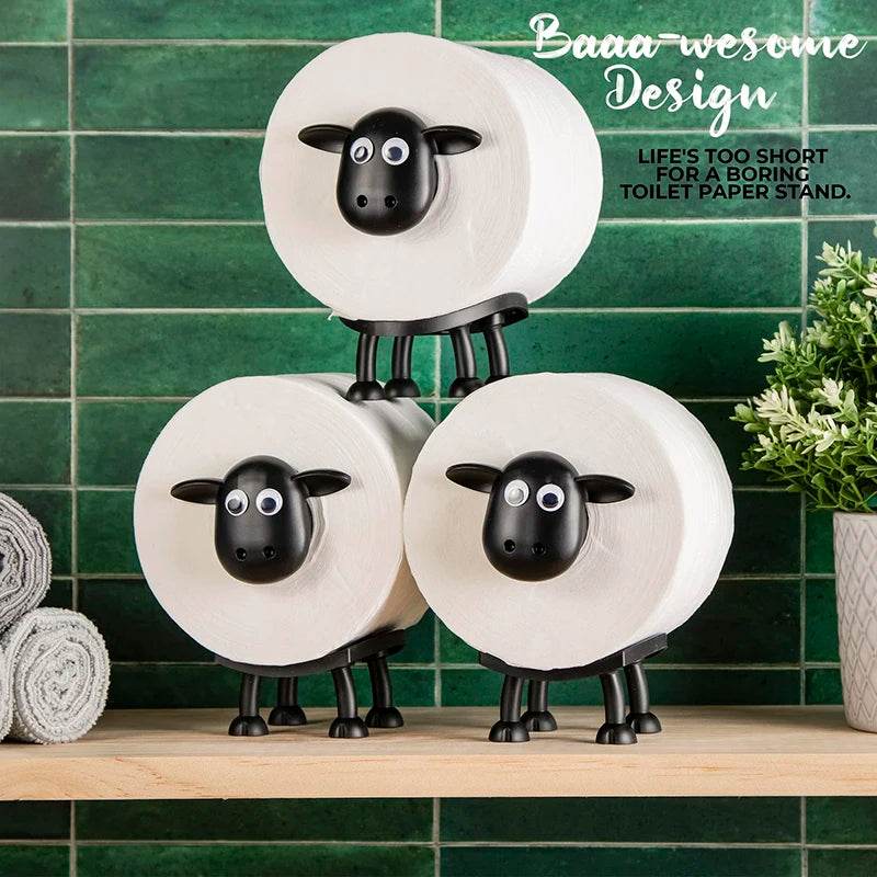 1/3PCS Sheep Toilet Roll Holder Funny Toilet Paper Holder Free Standing Bathroom Set Black Sheep Roll Rack Cute Bathroom Decor - P12 Hub Europe