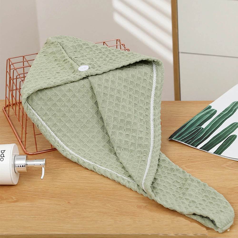 Waffle Drying Hair Towel for All Hair Style Microfiber Super Absorbent Quick Drying Hair Turban Reduce Frizz And Hair Damage - P12 Hub Europe