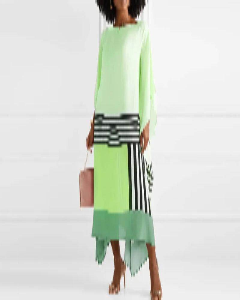 Candy Stripe Patchwork Kaftan Maxi Dress Boho Batwing Sleeve - P12 Hub Europe