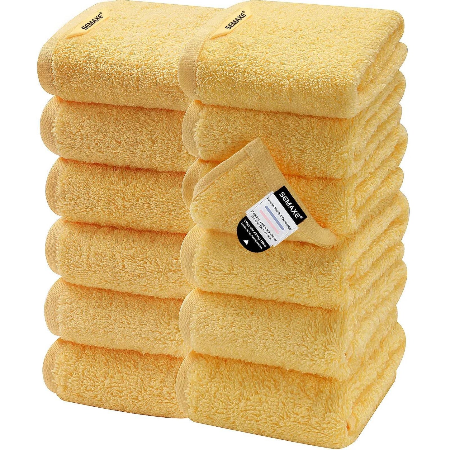 SEMAXE 12 Pcs Bulk Washcloths 100% Catton [550GSM] Solid Towels for Home/Spa- Fast Absorbing Face/Hand Towels with Hanging Loop - P12 Hub Europe