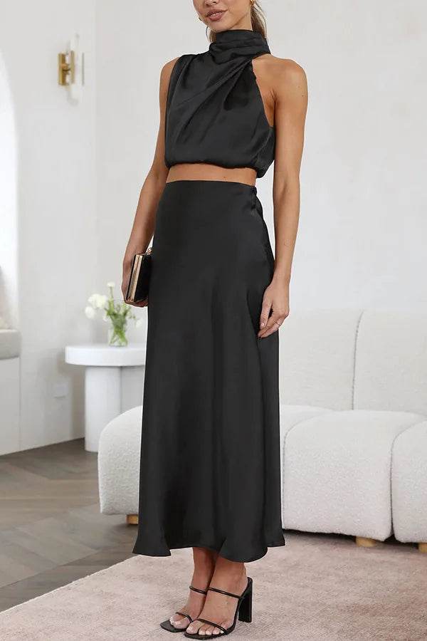Women Satin Off-Shoulder Skirt Set - P12 Hub Europe