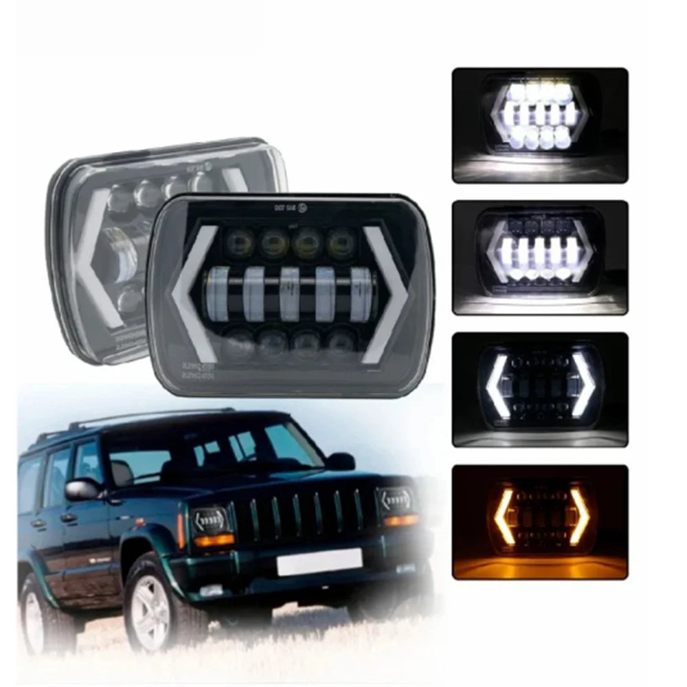 7x6'' 5X7 Inch Led Headlight Square Hi-Lo Beam Halo For Jeep Cherokee XJ Wrangler YJ Motorcycle Car Off-road Truck H6054 H5054