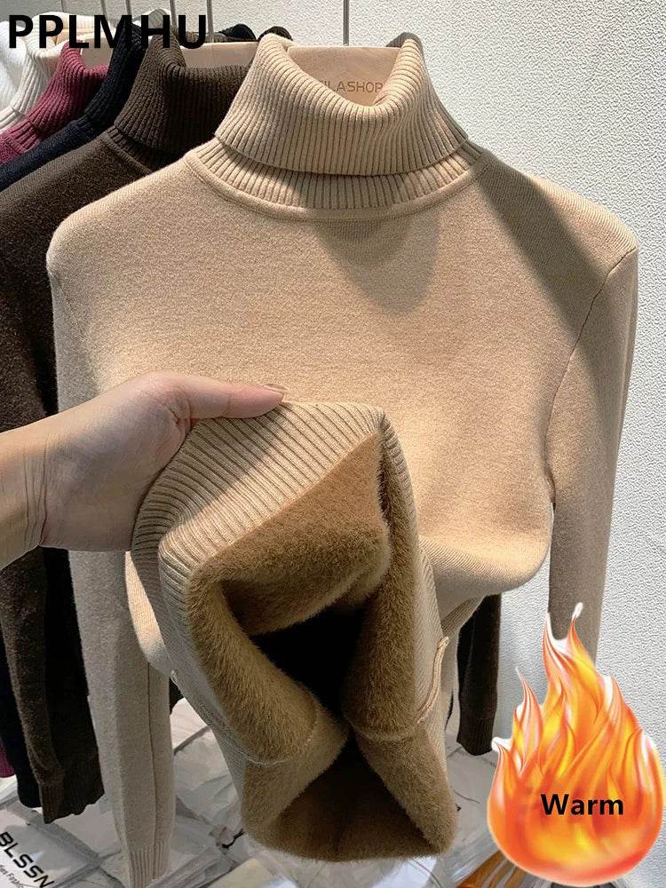 Elegant Velvet Lined Turtleneck Sweater - P12 Hub Europe