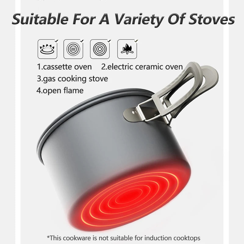Naturehike Camping Cookware Outdoor Cooking Ultralight Aluminum Pot Kettle Tablewear Set Cool Camping Gear Kitchen Accessories