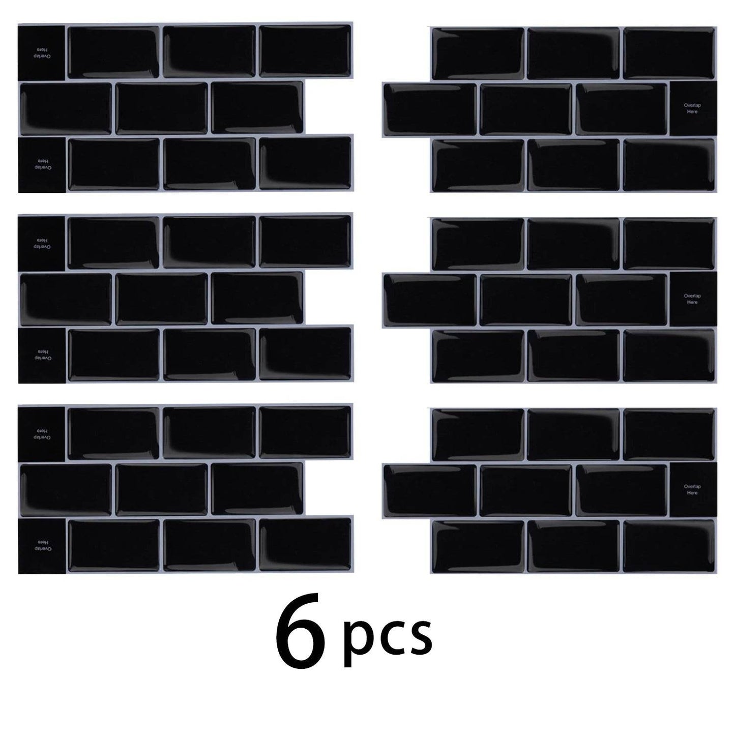 6 PCS 30.5x15.3cm 3D Self-adhesive Kitchen Waterproof Stickers Indoor Wall Renovation Sticker - P12 Hub Europe