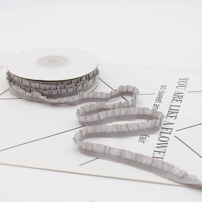 5yards 1cm Pleated Stretch Lace Trim Ribbon Ruffled Elastic Band Headdress Gift Box Bow Decorative DIY Craft Supplies - P12 Hub Europe