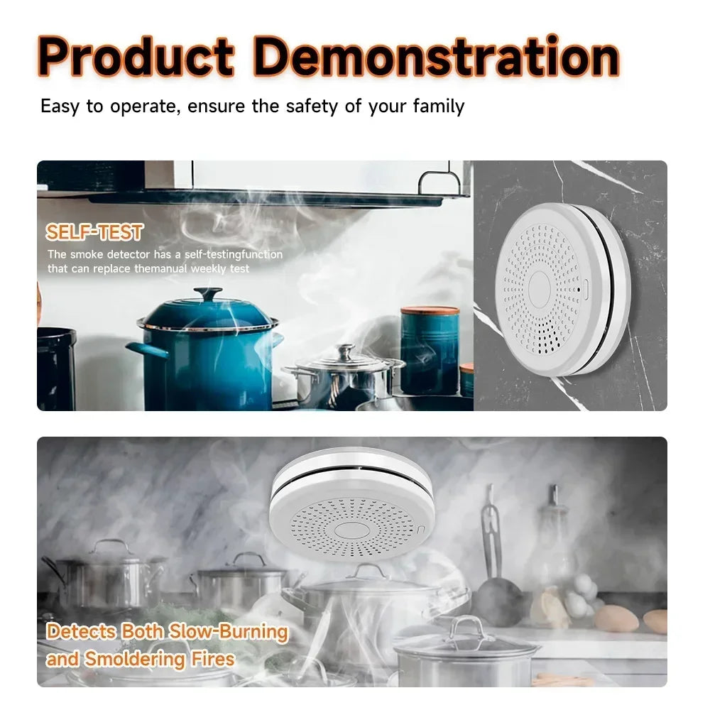 Tuya WiFi 2 In 1 Version Carbon Monoxide Gas Detector Smoke Fire Sound Alarm Sensor Smart CO & Smoke Detector Smart Life APP