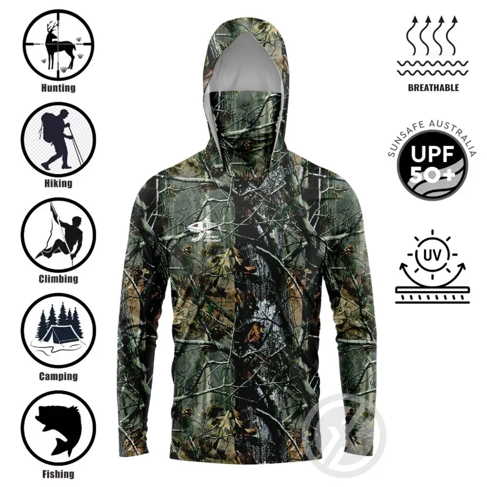 Huk Gear Fishing Shirt Summer Long Sleeve Shirt Quick Dry Breathable Hooded Mask Fishing Clothes Anti-UV 50+ Fishing Shirts