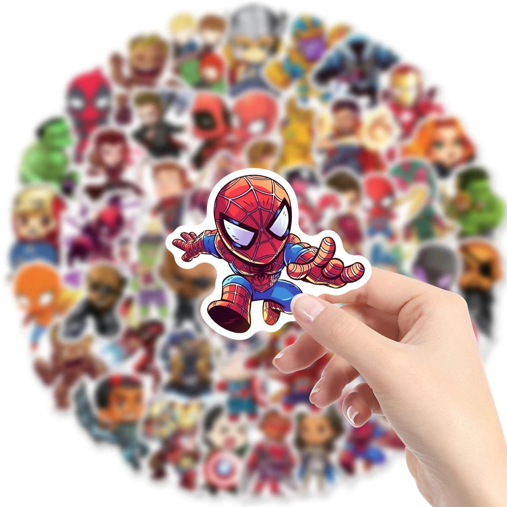10/30/50/100/200pcs Disney Cute Super Hero Cartoon Anime Stickers Waterproof DIY Laptop Skateboard Bike Car Sticker for Kids Toy