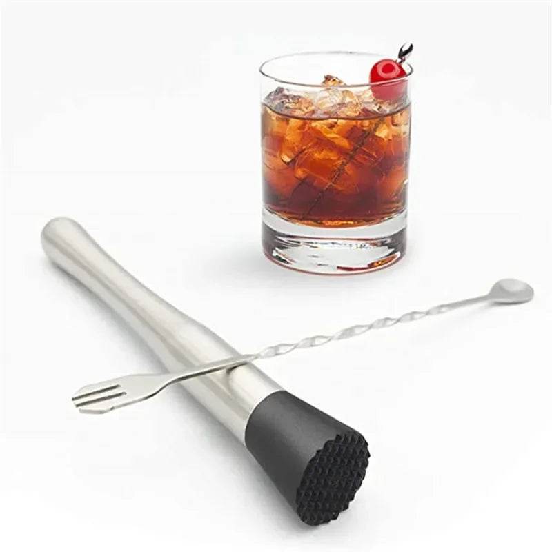 8 Inch Cocktail Muddler and Mixing Spoon, Stainless Steel Cocktail Muddler Home Bar Bartender Tool Barware Set - P12 Hub Europe