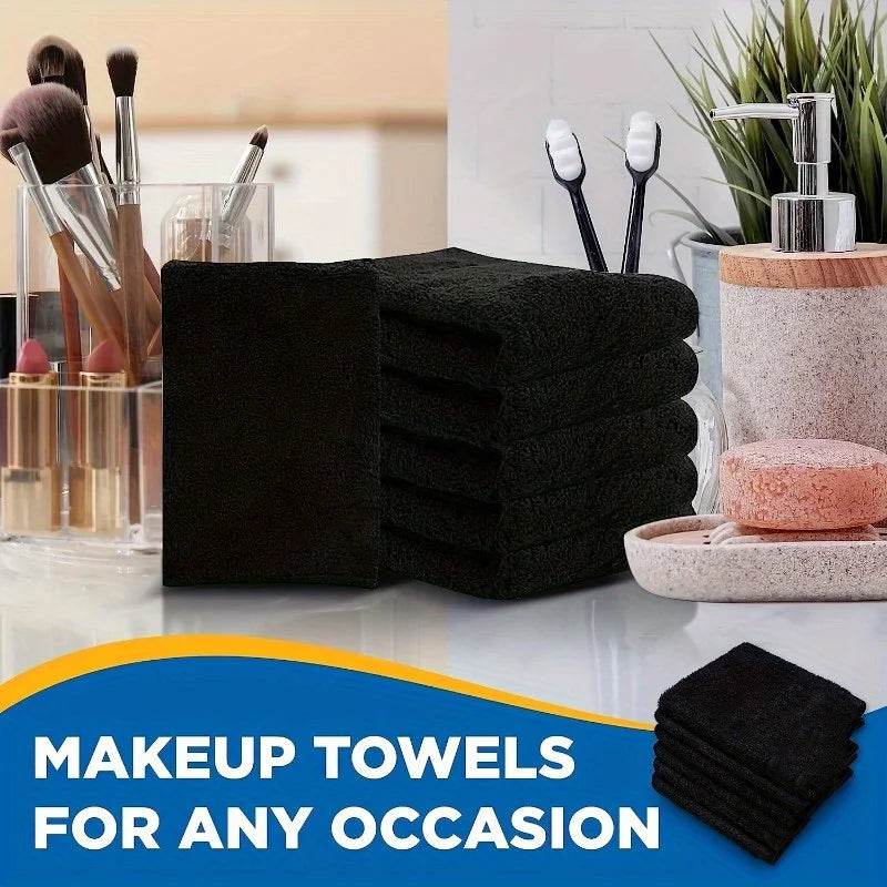 10pcs Retro Space Theme Square Microfiber Towel - Super Absorbent, Soft Exfoliating Makeup Remover, Household Black Towel Cloth - P12 Hub Europe