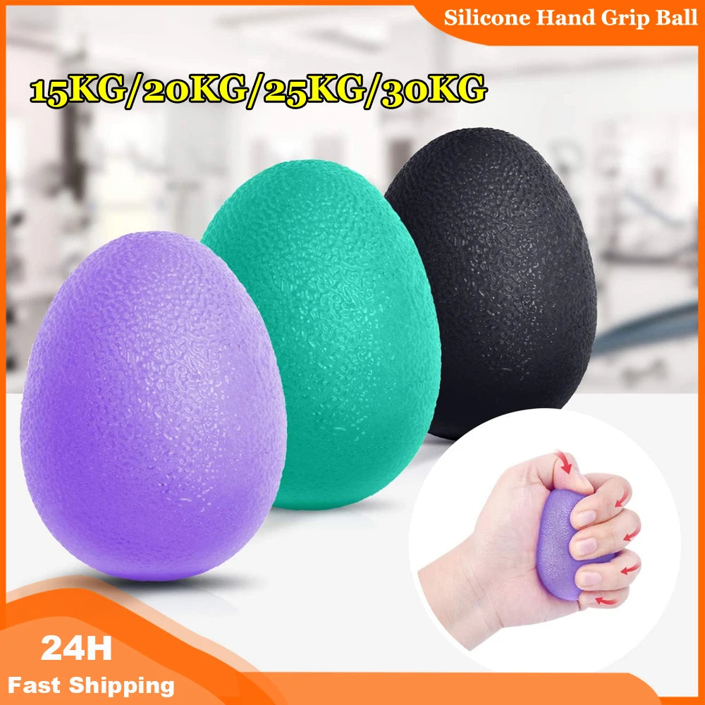 Silicone Hand Grip Ball Egg Gym Fitness Finger Heavy Exerciser Strength Muscle Recovery Gripper Trainer Stress Reliever Squeezer