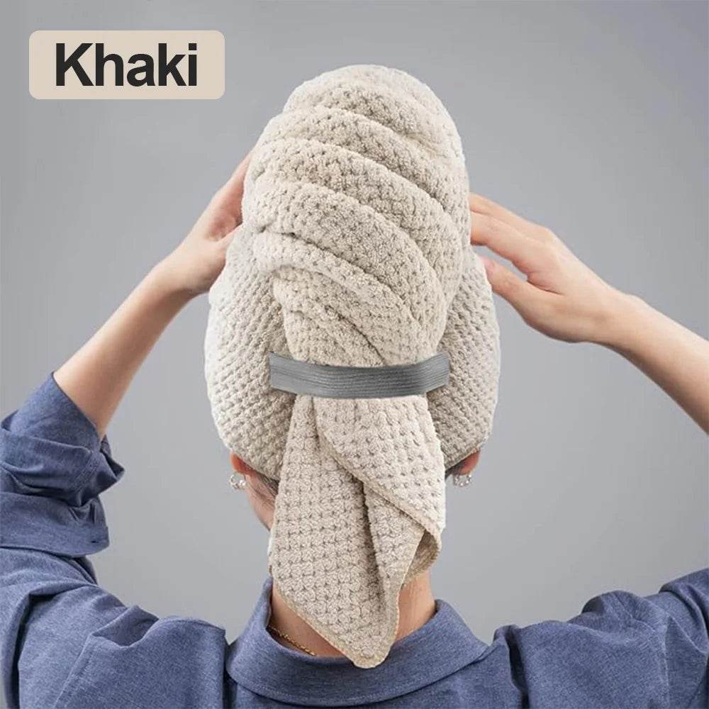 Microfiber Hair Towel Extra Large Wrap Quick Dry Hair Towel Wrap With Elastic Band , Ultra Absorbent Soft Hair Towel Wrap Turban - P12 Hub Europe