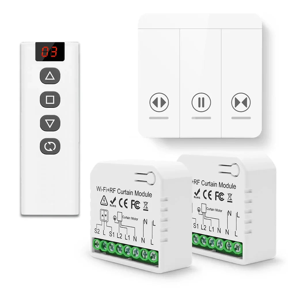 Tuya Smart Life Curtain Switch Wifi Rf Roller Shutter Module 433mhz wall panel Transmitter,for Garage Door Window Blinds Alexa