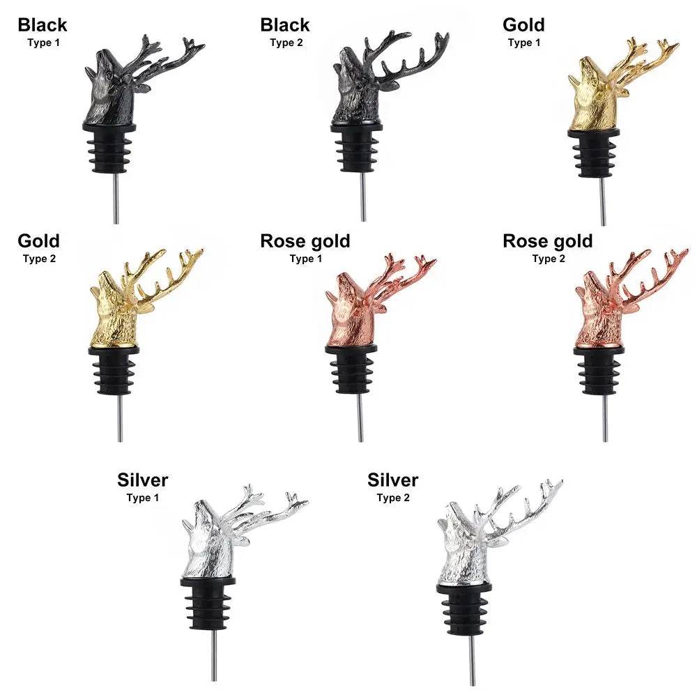Deer Head Wine Pourer Bottle Stoppers Zinc Alloy Bar Tools Wedding Party Drinks Wine Aerators Kitchen Tool Accessories - P12 Hub Europe