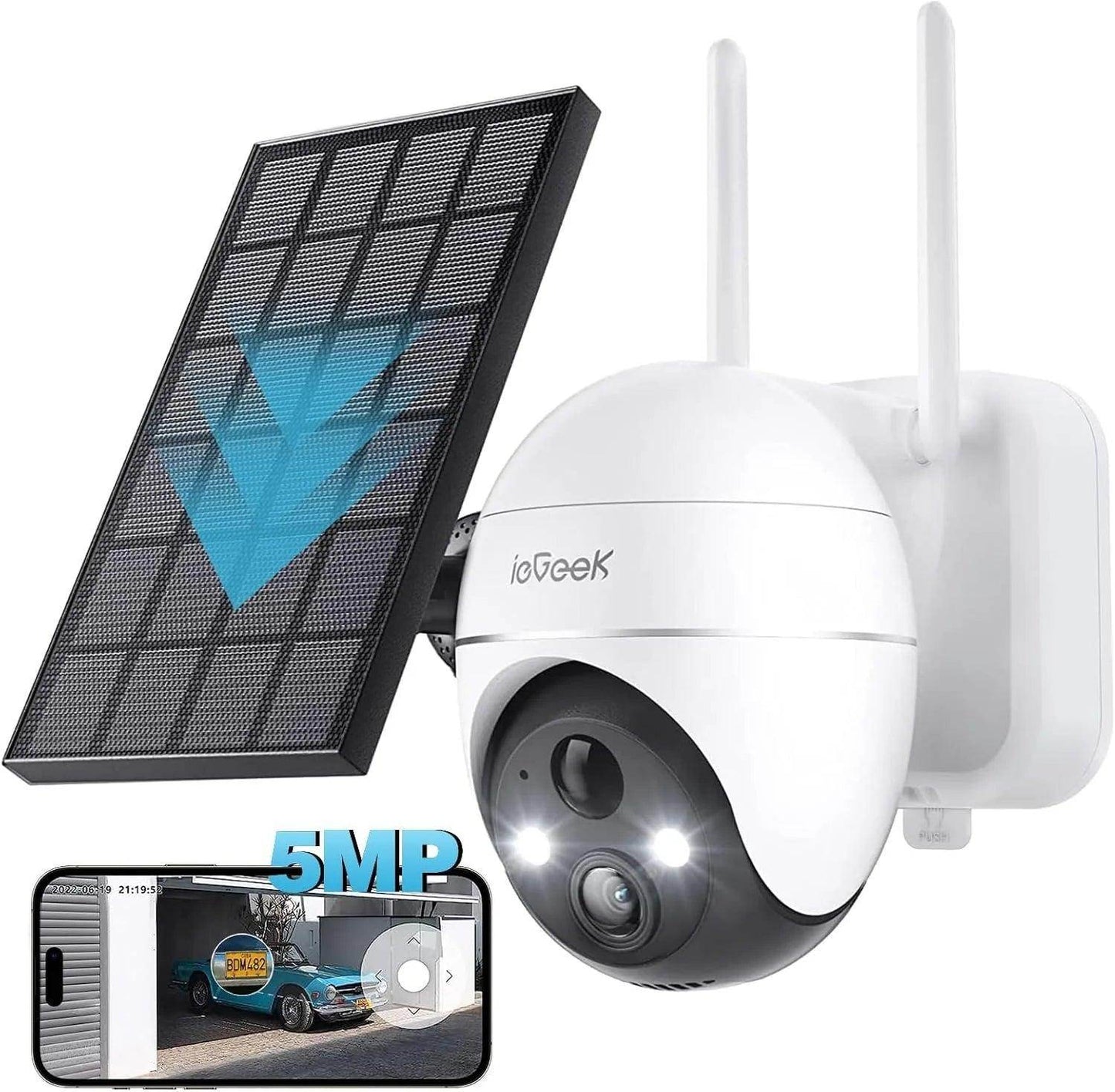 Outdoor Camera WiFi 5MP Solar 360°, PIR Detect, Color Night - P12 Hub Europe