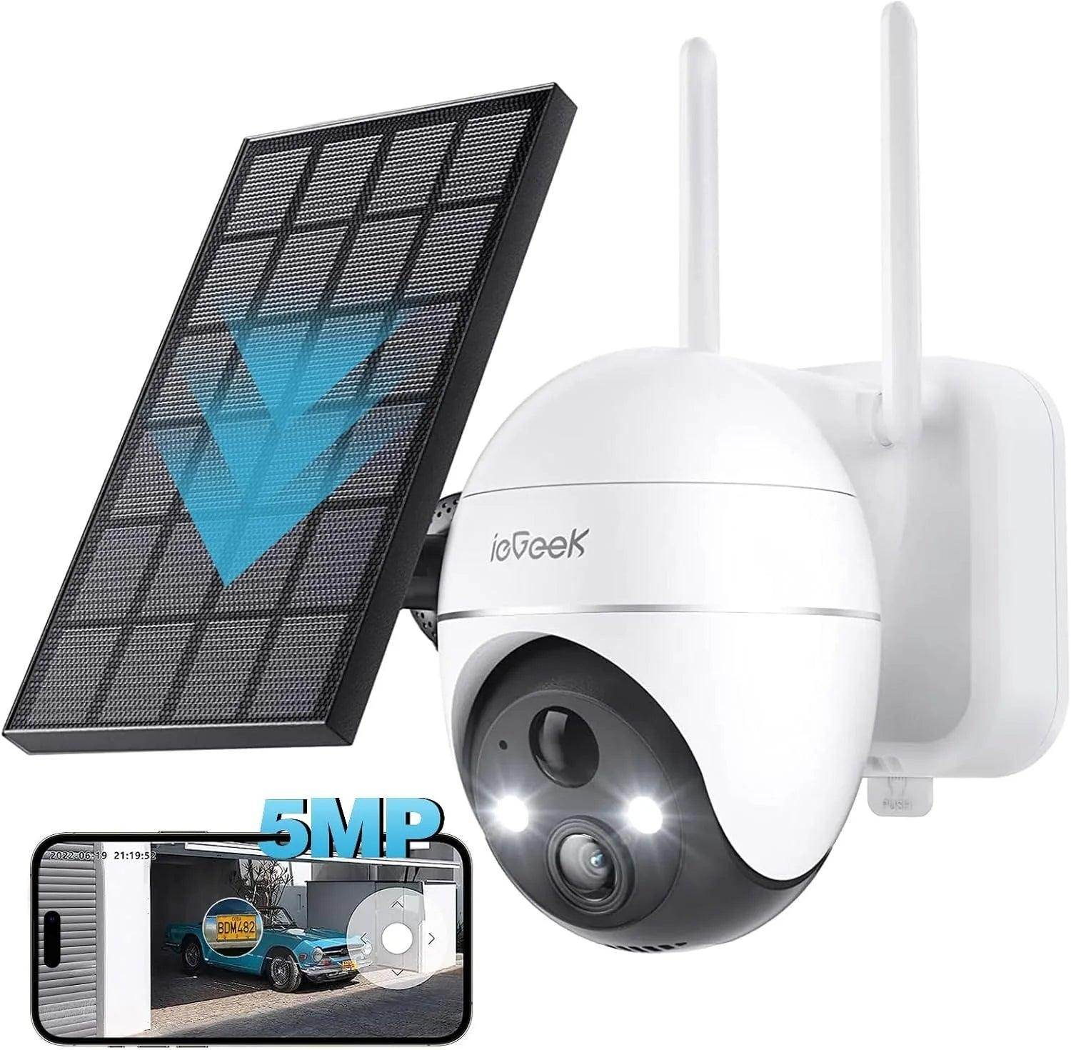 Outdoor Camera WiFi 5MP Solar 360°, PIR Detect, Color Night - P12 Hub Europe