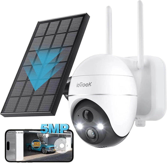 Outdoor Camera WiFi 5MP Solar 360°, PIR Detect, Color Night - P12 Hub Europe