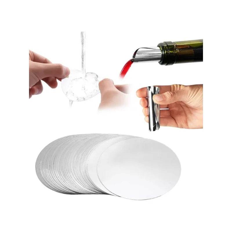 50/100/150/200Pcs 3 Inch Silver Wine Pourer Discs Drip-Proof Drop Drip Stop Pouring Pour Spout Pour Wine Thin Slice - P12 Hub Europe