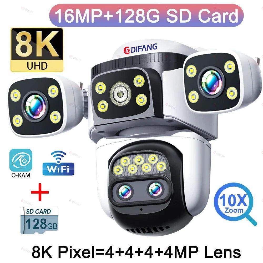 Camera 4-Lens PTZ WiFi 10K/20MP, 10x Zoom, 720° View - P12 Hub Europe