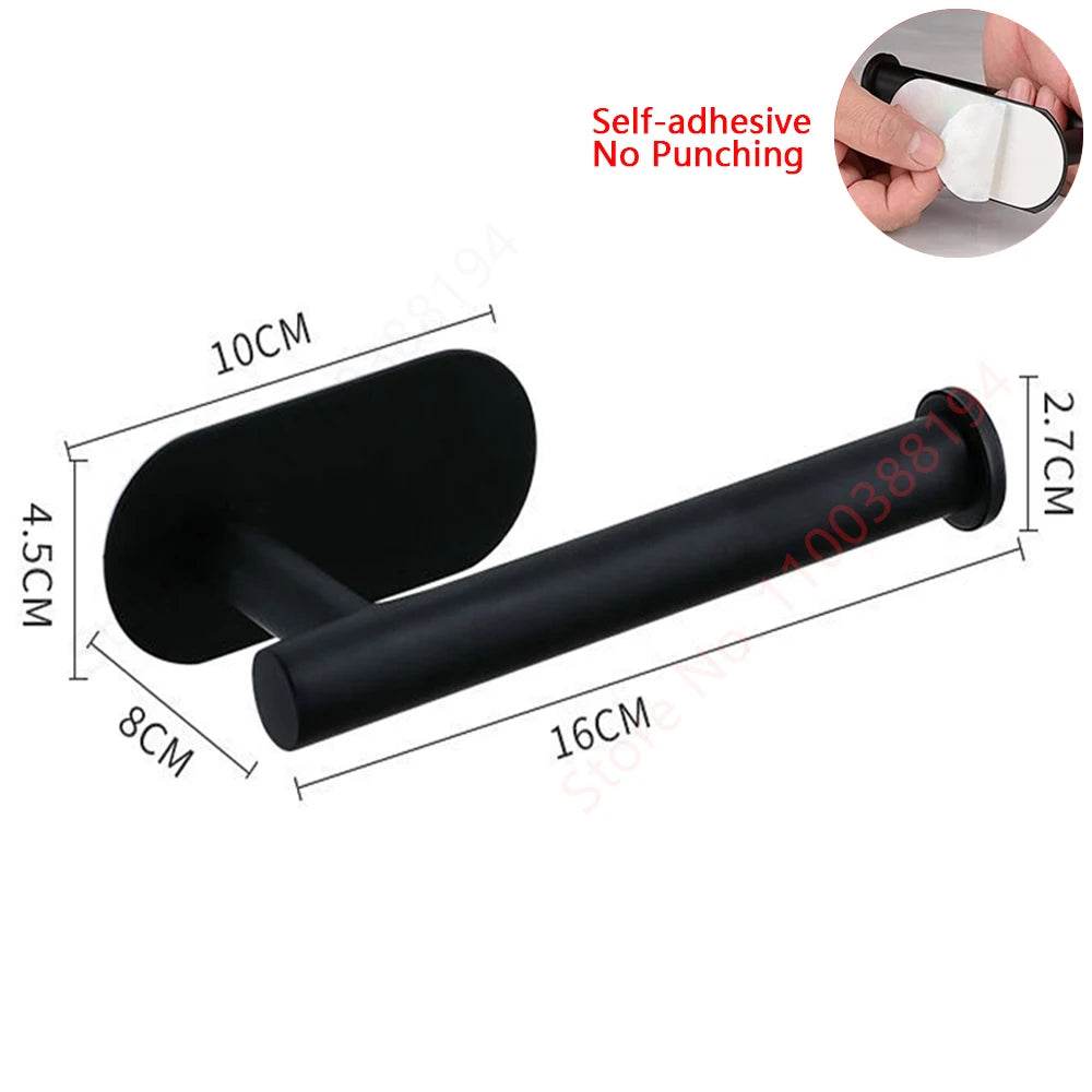 Adhesive Toilet Roll Paper Holder Organizer Wall Mount Storage Stand Kitchen Bathroom No Drill Tissue Towel Dispenser Stainless - P12 Hub Europe