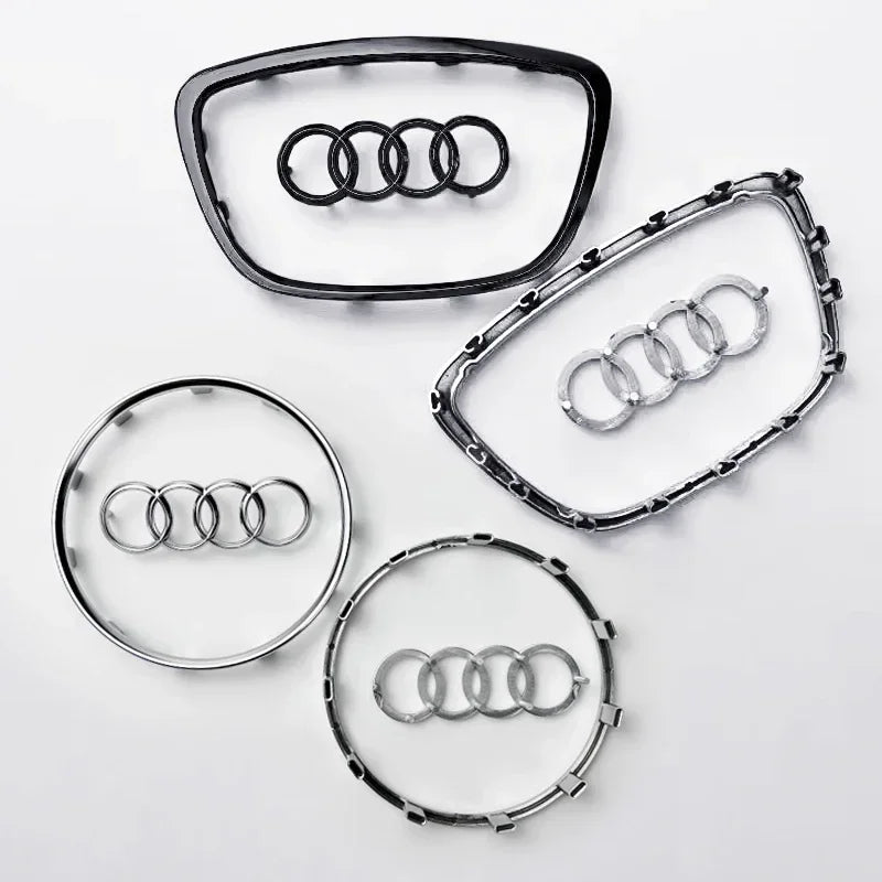 For Audi A3 A4 B8 8P B9 8V A5 A6 C7 A7 Q3 Q5 Q7 Automobile Steering Wheel Logo Bright Frame Strip Electroplated Car Logo Sticker