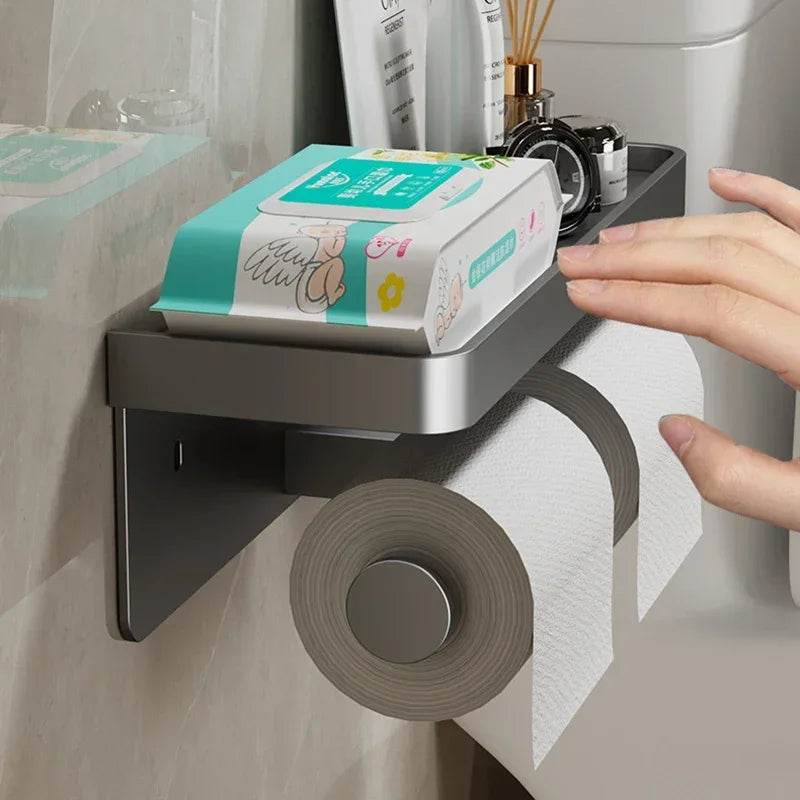 Aluminum Alloy Toilet Paper Holder WC roll Paper Holder perfume Shelf for Bathroom storage Accessories - P12 Hub Europe