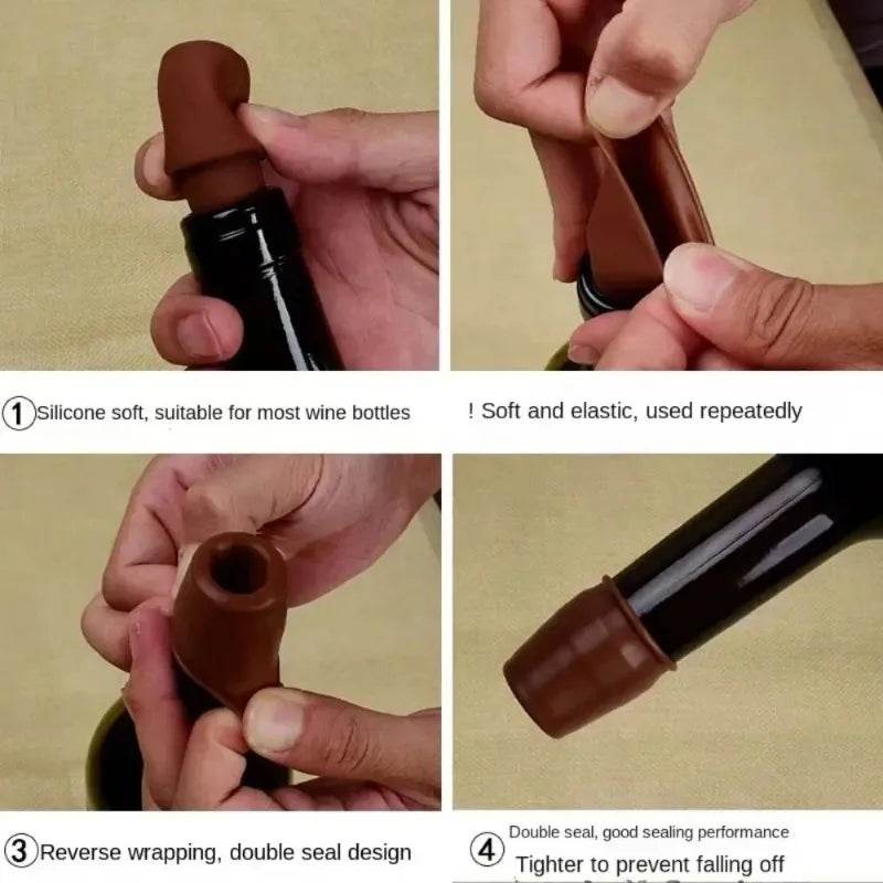Silicone Wine Stoppers Beverage Bottle Sealer Reusable Sparkling Wine Bottle Stopper Keeping Wine Champagne Fresh Kitchen Tools - P12 Hub Europe
