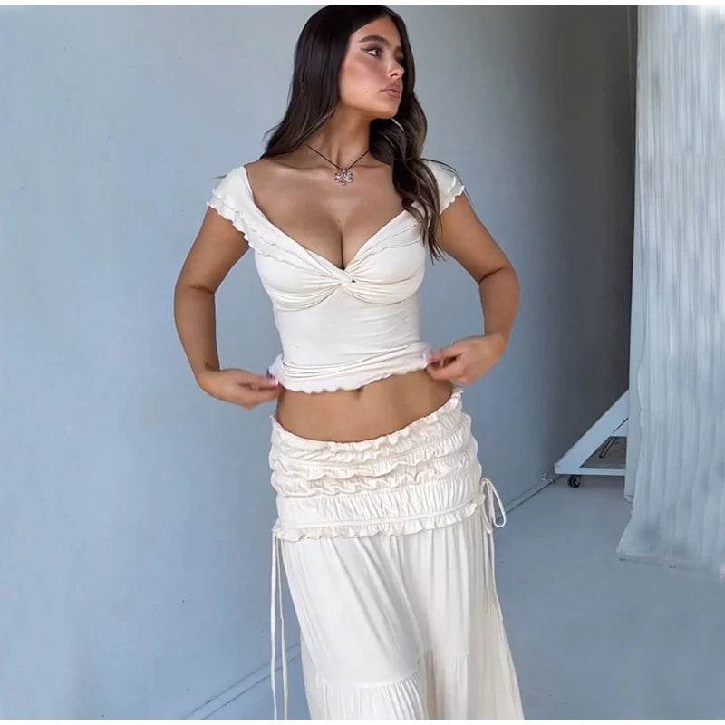 Sexy Pleated Lace-Up Skirt Set - P12 Hub Europe