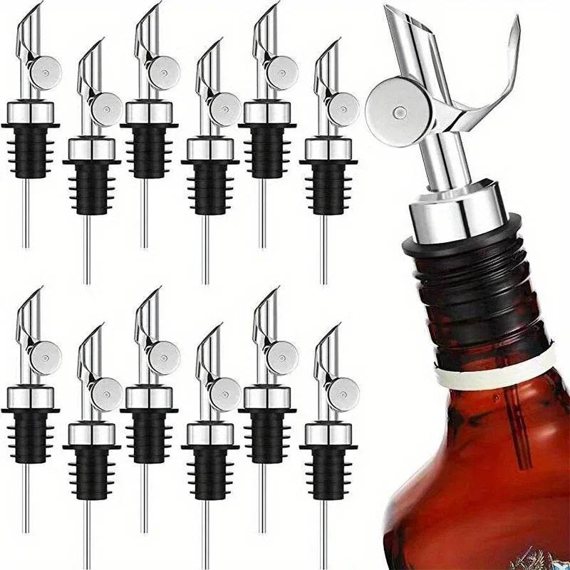 304 Stainless Steel Olive Oil Stopper Cap Dispenser Spout Sauce Vinegar Auto Open Pourer Nozzle Wine Liquor Bottle Plug - P12 Hub Europe