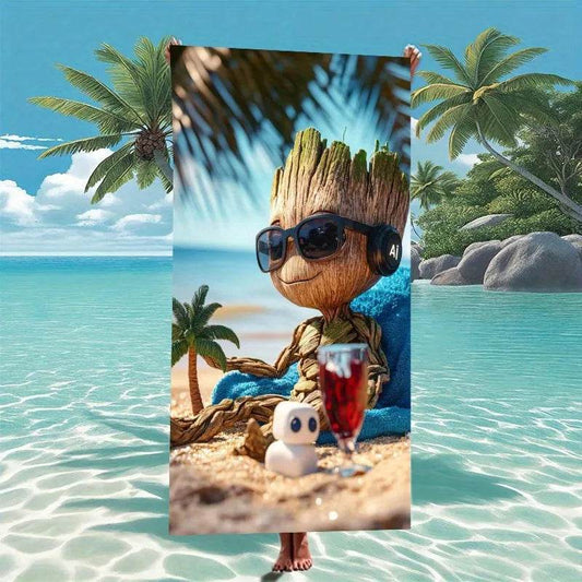 Groot on the Beach: The Ultimate Fun-Printed Beach Towel Suitable for towels, bath towels, beach towels, gifts - P12 Hub Europe