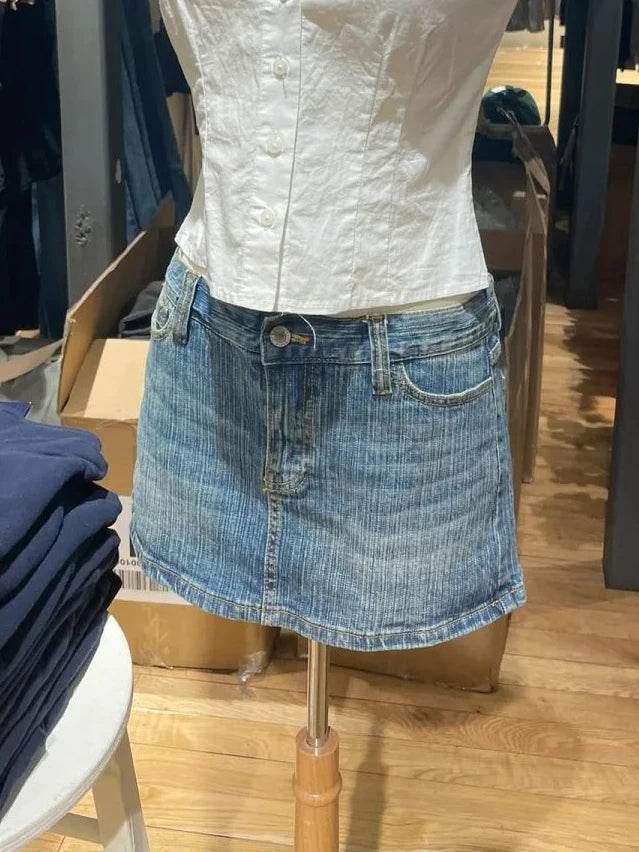 Women's Vintage Denim Mini Skirt - P12 Hub Europe