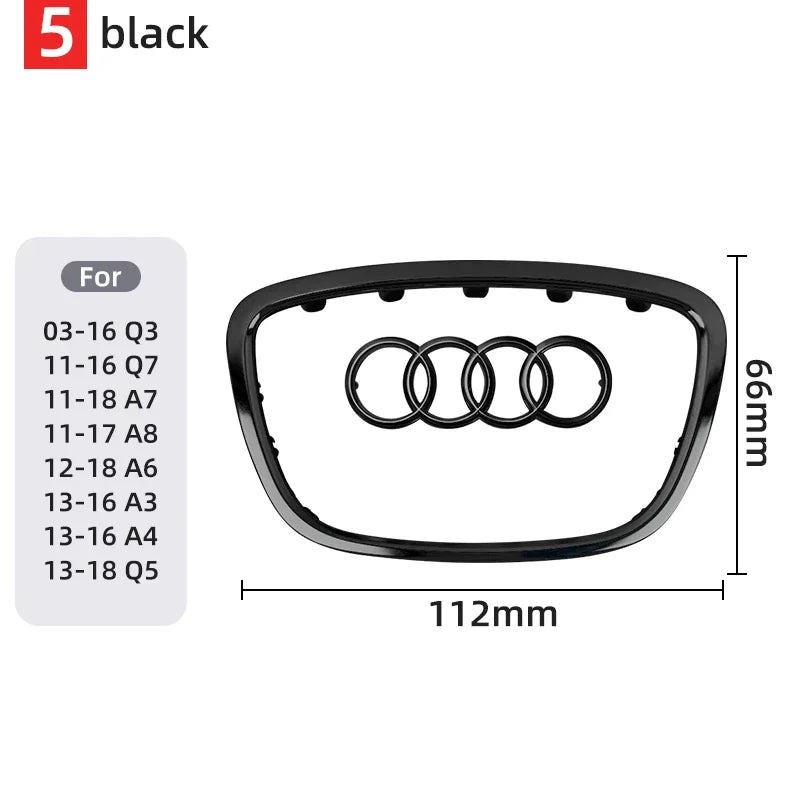 Car Steering Wheel Center Emblem Logo Sticker For AUDI Trim Frame Badge Decor Ring Cover Auto Accessories Q5 Q3 Q7 A3 A4 A6 S3