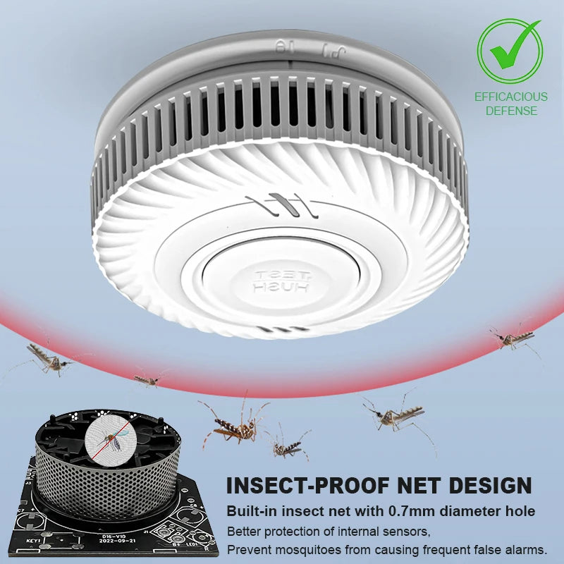 WiFi Tuya Smart Smoke Detector With Built-in 10 Year Lithium Battery For Parlor Room Kitchen Shop Fire Inspection Alarm Sensor