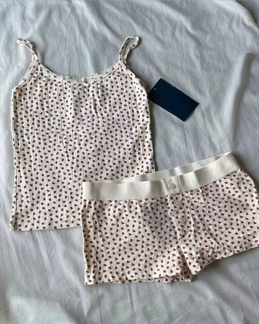 Sweet Strawberry Eyelet Shorts Set - P12 Hub Europe