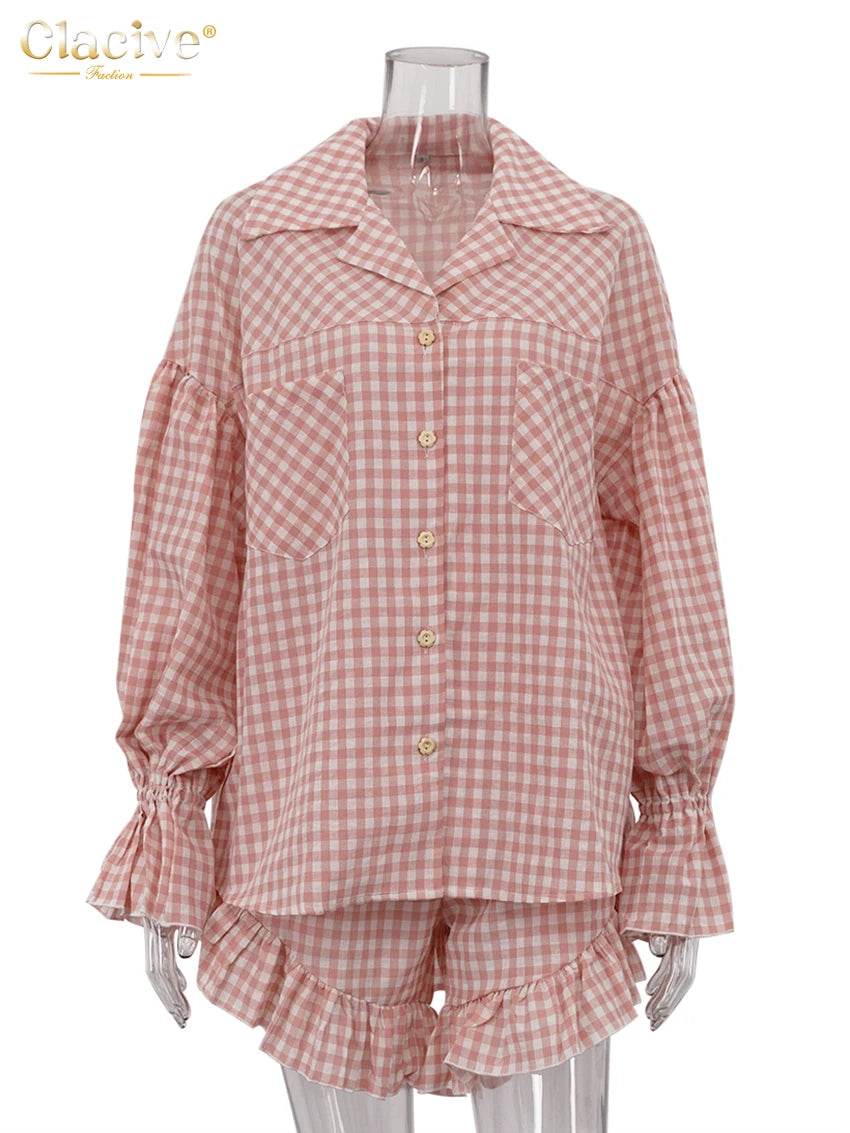 Clacive Stripe Ruffle Shorts Set - P12 Hub Europe