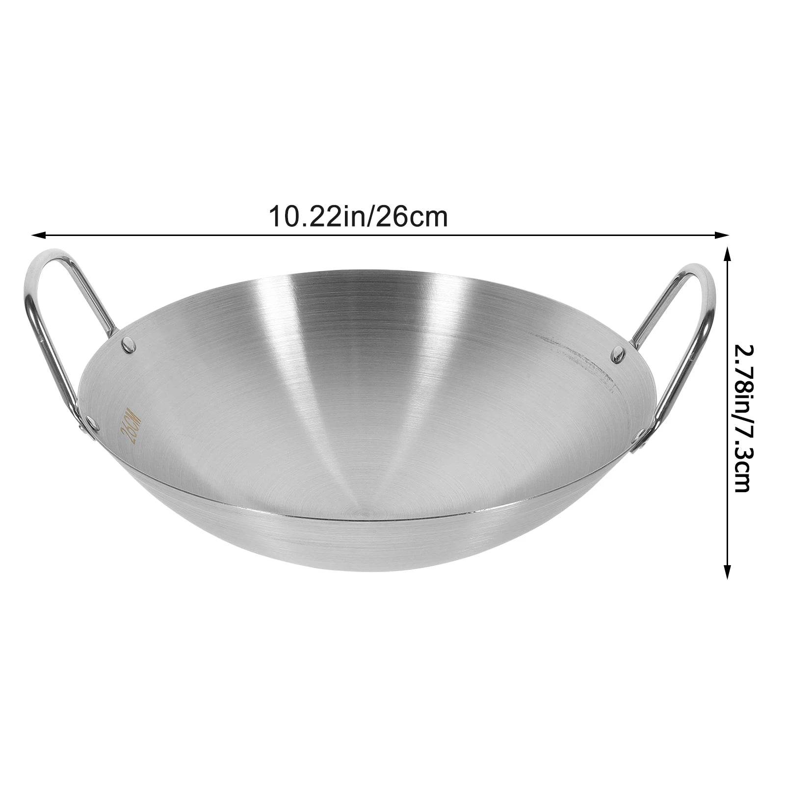 Stainless Steel Wok Round Bottom Wok Large Fry Pan Large Capacity Saute Pan NonStick Pan Fried Steak Pot Uncoated Cookware - P12 Hub Europe