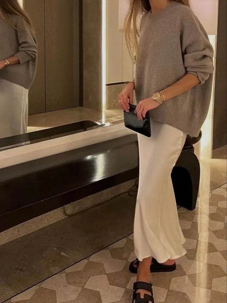 Black Satin Midi Skirt - P12 Hub Europe