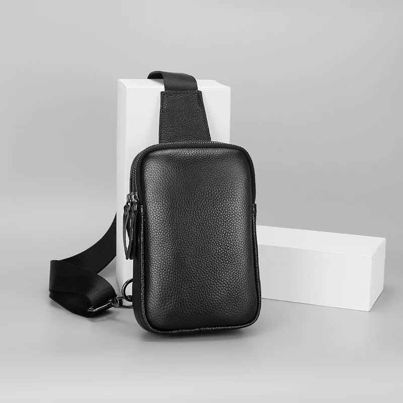 Mens Leather Small Crossbody Bag Shoulder Sling Bag Women Daypacks Chest Bag for Fishing Travel Hiking Backpacks Outdoor Sports