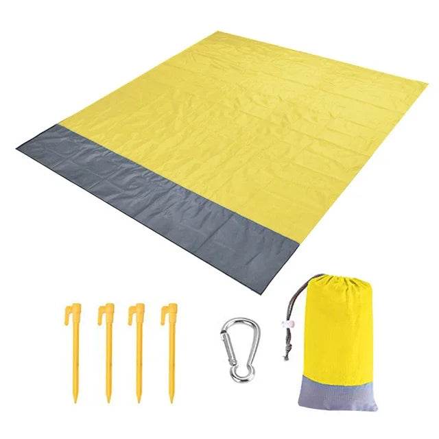 2x2.1m Waterproof Pocket Beach Mat Blanket Folding Camping Mattress Portable Lightweight Mat Outdoor Picnic Mat Sand Beach Towel - P12 Hub Europe