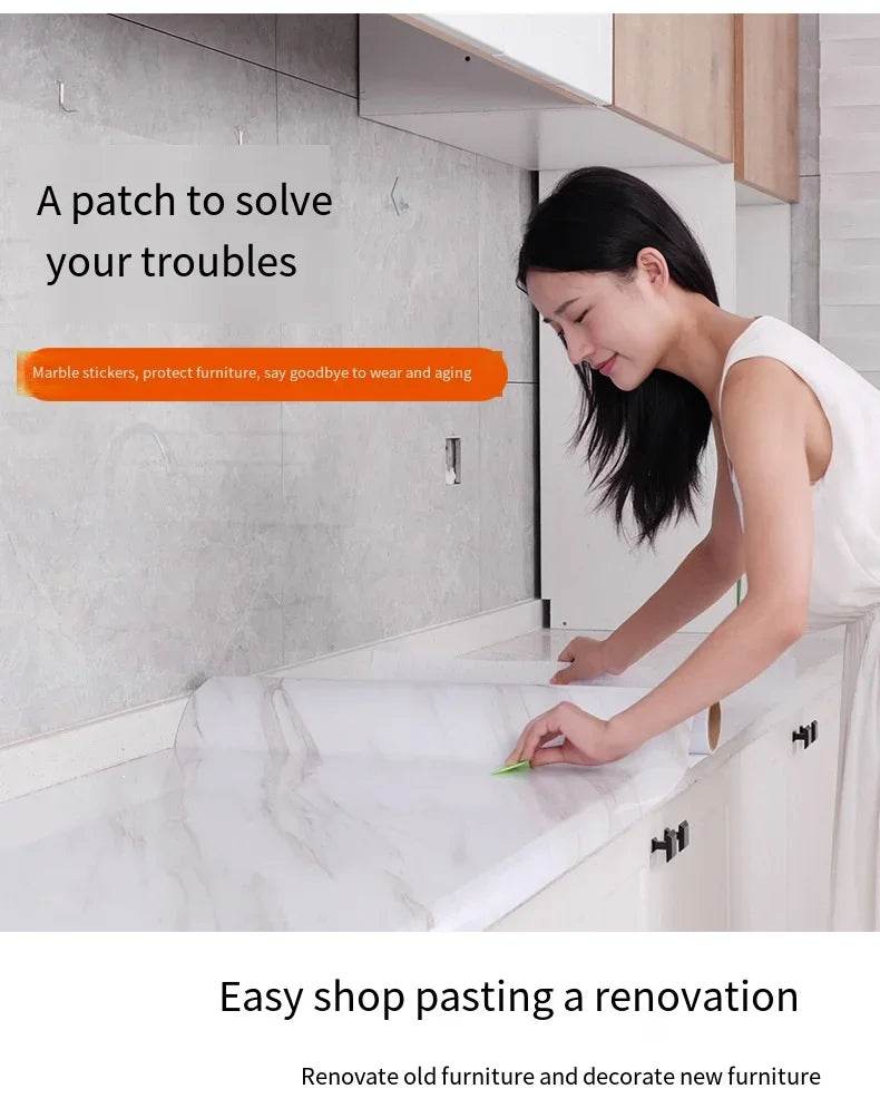 Marble Kitchen Waterproof Stickers PVC Self Adhesive Oil Proof Wall Sticker for Desktop Bathroom Renovation Wall Decor Removable - P12 Hub Europe