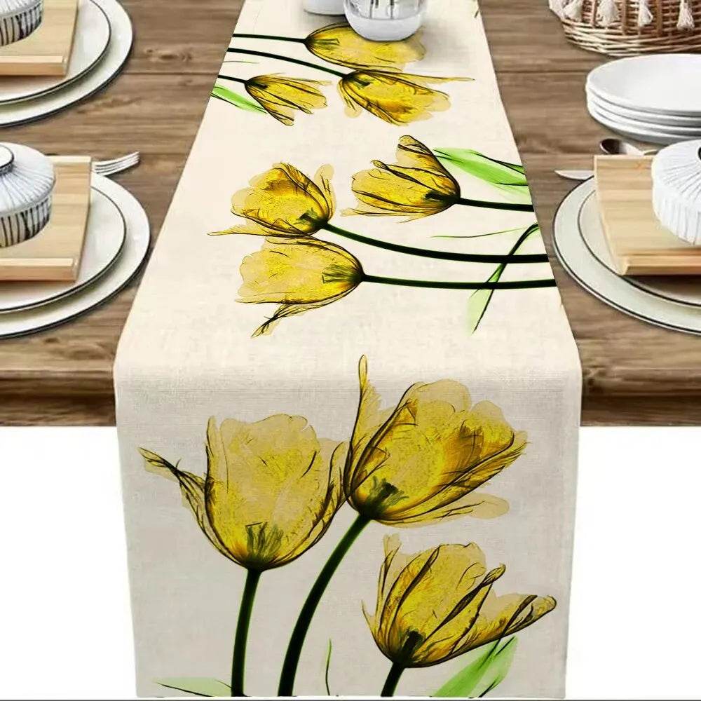 Tulip Linen Table Rustic Farmhouse Style Table Runner 13X70 Inch,Kitchen Dining Table Decoration for Indoor Outdoor Home - P12 Hub Europe