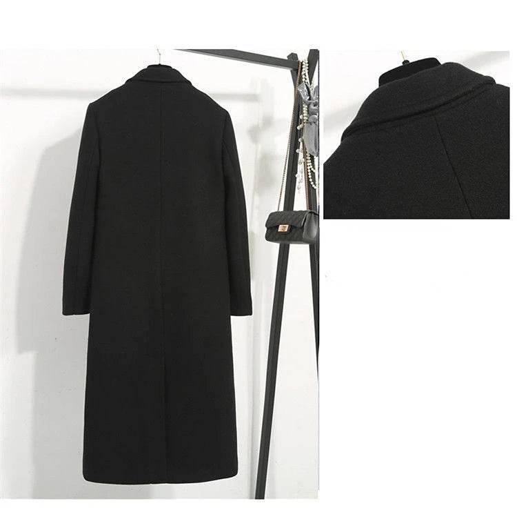 Black X-Long Office Wool Coat - P12 Hub Europe