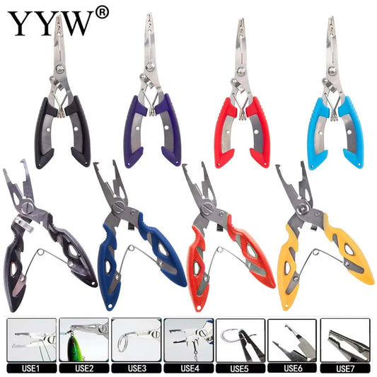 Multifunction Stainless Steel Fishing Pliers Tools Tackle Pliers Vise Knitting Flies Braid Scissors Set Fish Tongs Accessories