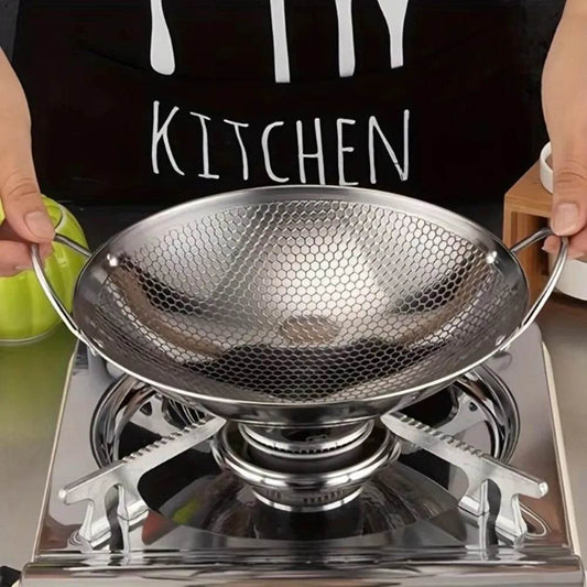 Stainless Steel Honeycomb Skillet Non-stick Thickened Wok Pan Double Ears Scratch-resistant Frying Pan - P12 Hub Europe