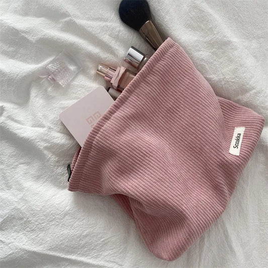 Corduroy Makeup Bag for Female Internet Celebrity, Large Capacity Lipstick Makeup, Change, Mobile Phone, Handheld Bag