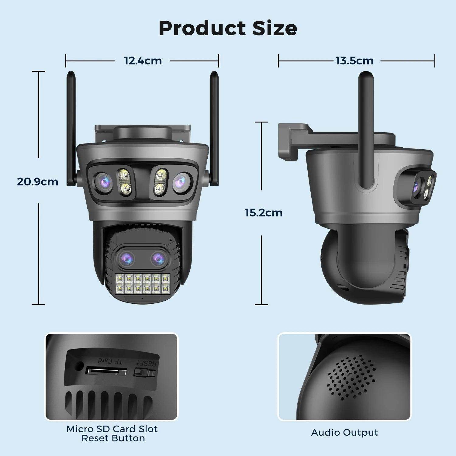 Outdoor Camera 20MP/15MP 4-Lens 10X Zoom, AI Track, Color Night - P12 Hub Europe