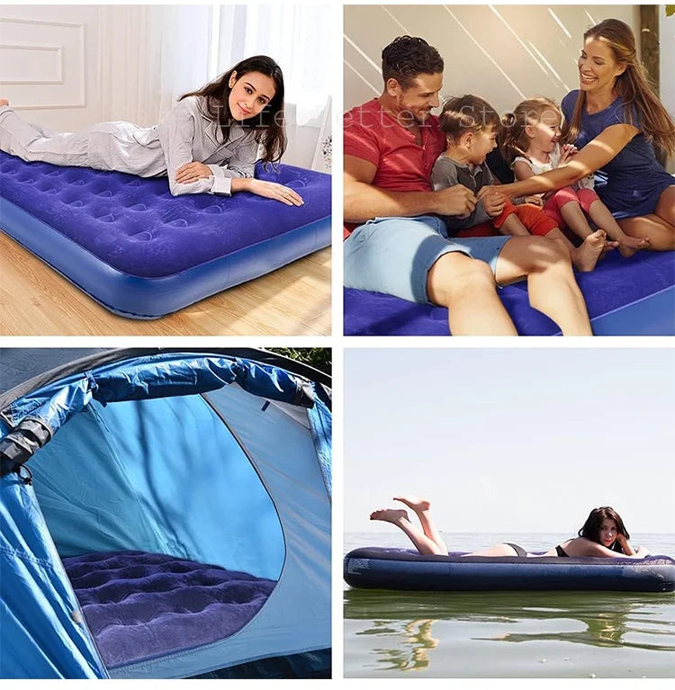 Inflatable Mattress for Guests & Home,Flocking Surface&Durable PVC , Rapid inflation, Air Bed Inflatable Bed