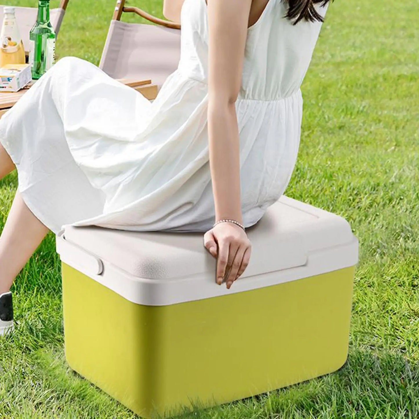 Hard Cooler Road Trip Personal Cooler With Handle 15L Capacity Outdoor Camping Food Beverage Drink Chiller For Beach Picnic Boat
